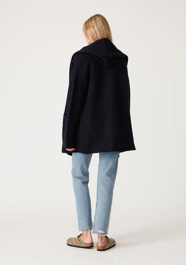 Lovestitch Mid-Length Oversized Long Sleeve Hooded Coatigan, Navy