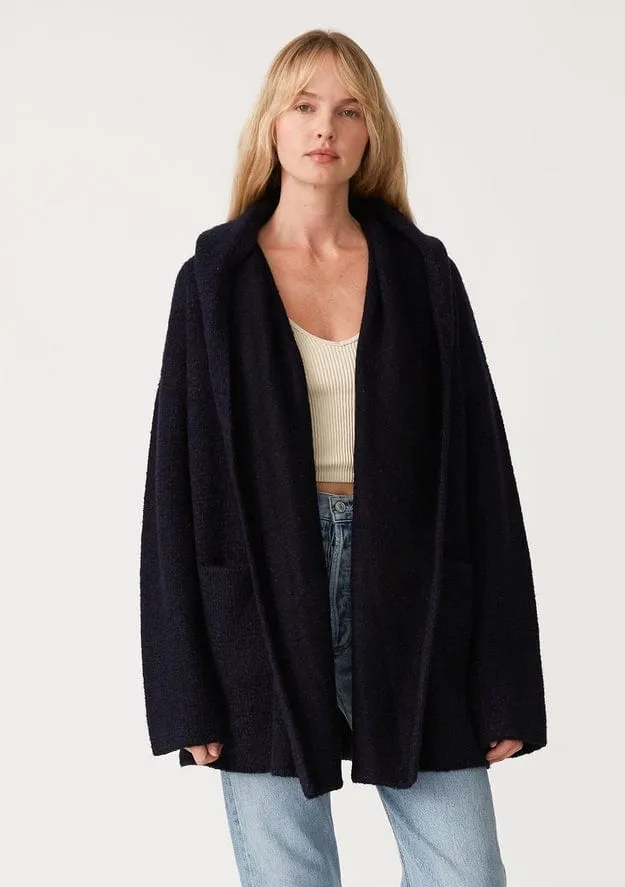 Lovestitch Mid-Length Oversized Long Sleeve Hooded Coatigan, Navy