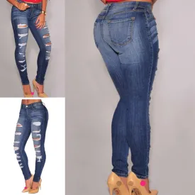 Malina's Denim Destroyed Blue Jeans