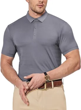 Mens Dry Fit Golf Shirt Performance Polo Short Sleeve Athletic Collared Mesh Shirt Moisture Wicking Seamless Tech