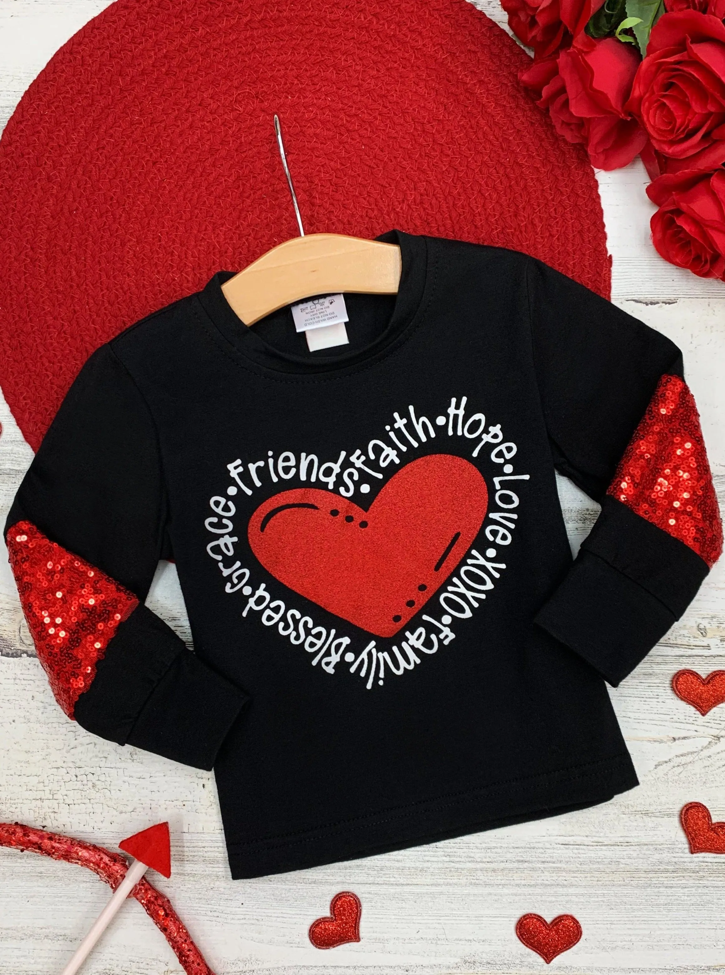 My Heart Sparkles Sequin Elbow Top