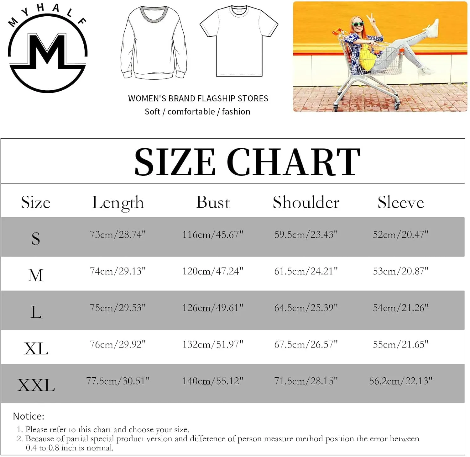 MYHALF Oversized Sweatshirt Women Crewneck Shirt: Long Sleeve Graphic Sweater Cute Letter Print Soft Pullover Tops Loose Fit
