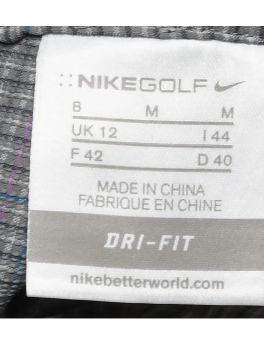Nike Checked Blue & Grey Cropped Golf Trousers - W32 L28