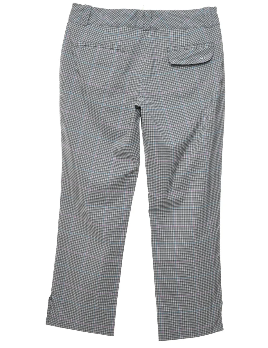 Nike Checked Blue & Grey Cropped Golf Trousers - W32 L28