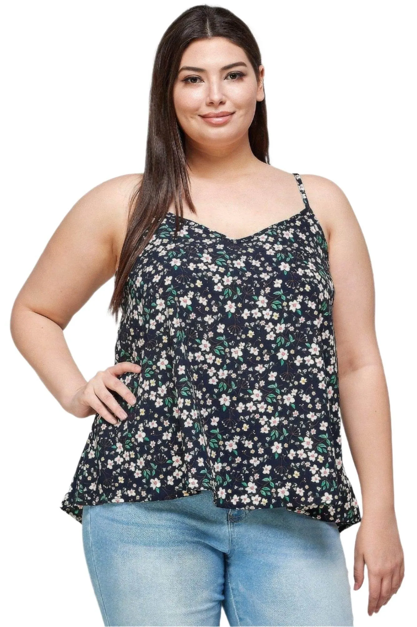 Plus Size Ditsy Floral Print Cami Top