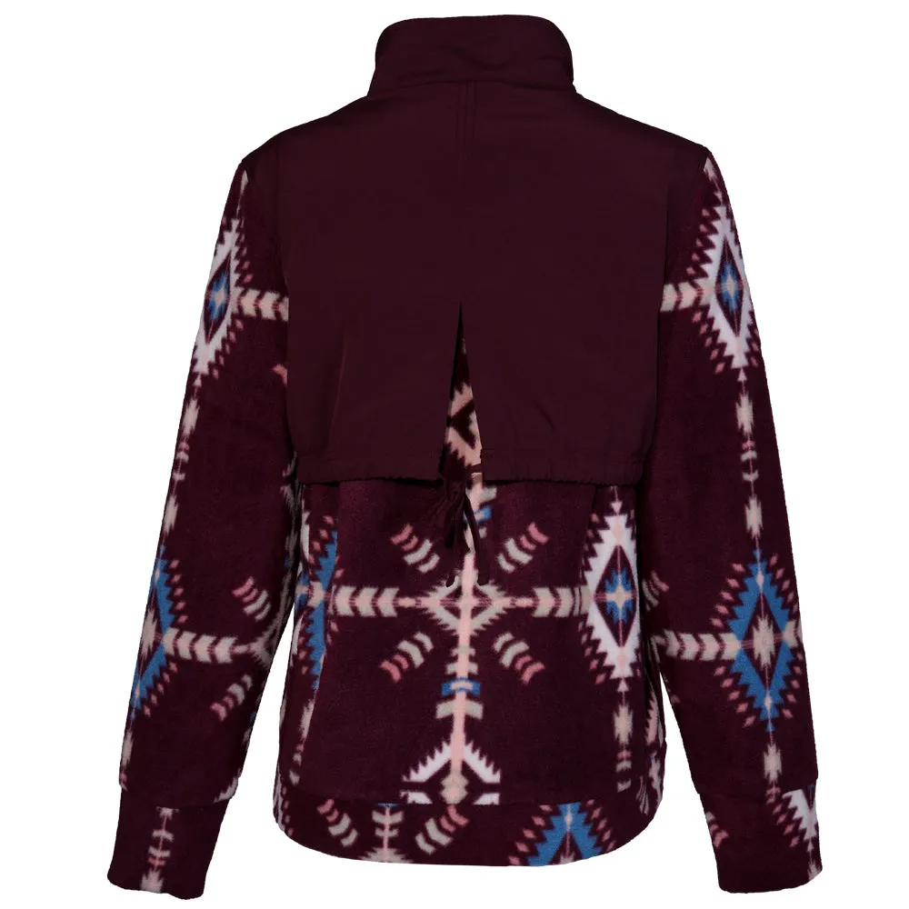 "Ladies Tech Fleece Jacket" Maroon/Aztec