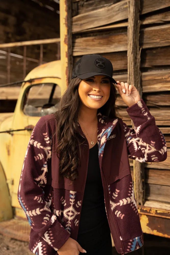 "Ladies Tech Fleece Jacket" Maroon/Aztec