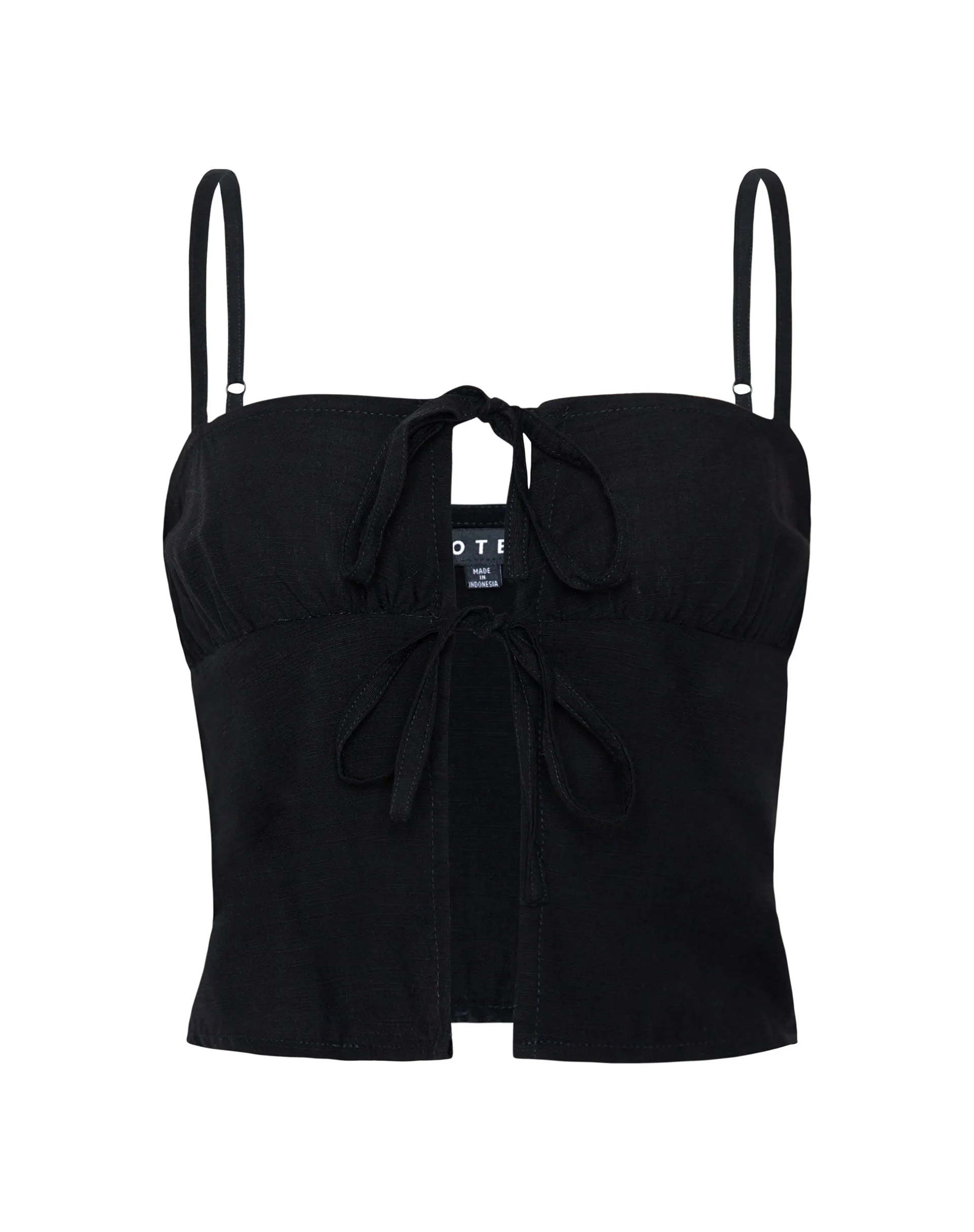 Raymi Tie Front Cami Top in Black