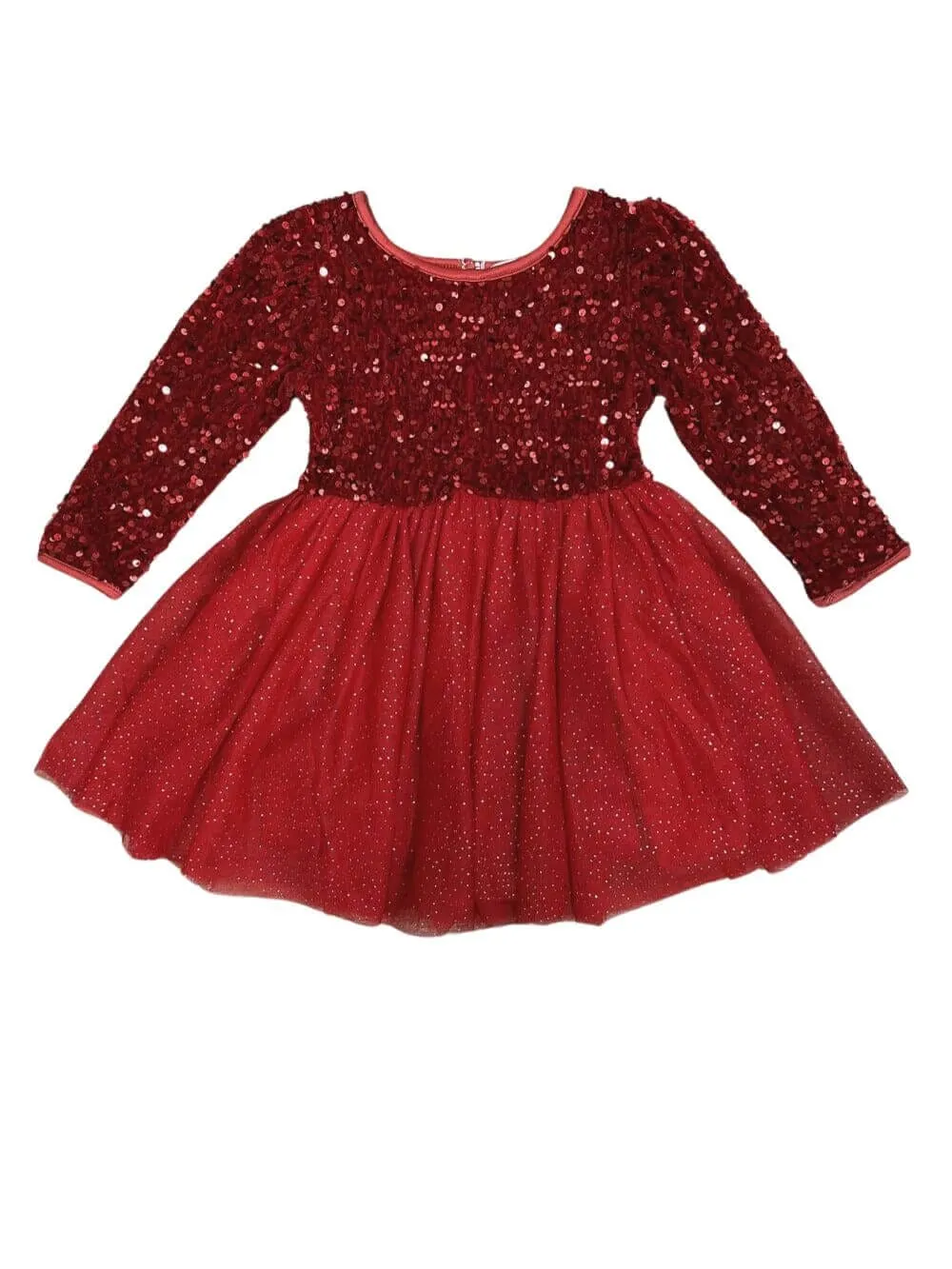 Red Sequin Velvet Tulle Chiffon Girls Special Occasion Christmas Holiday Tutu Dress
