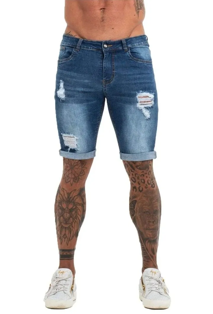 Ripped Blue Short Jeans