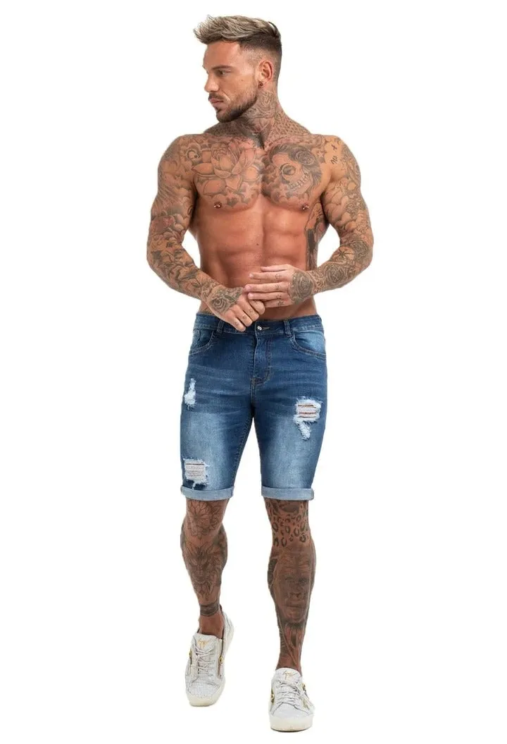 Ripped Blue Short Jeans