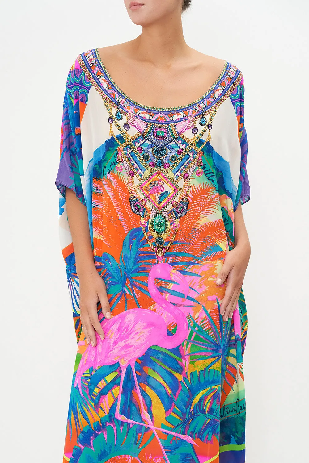 ROUND NECK KAFTAN FLAMENCO FLAMINGO