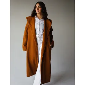 Shawl collar camel coat
