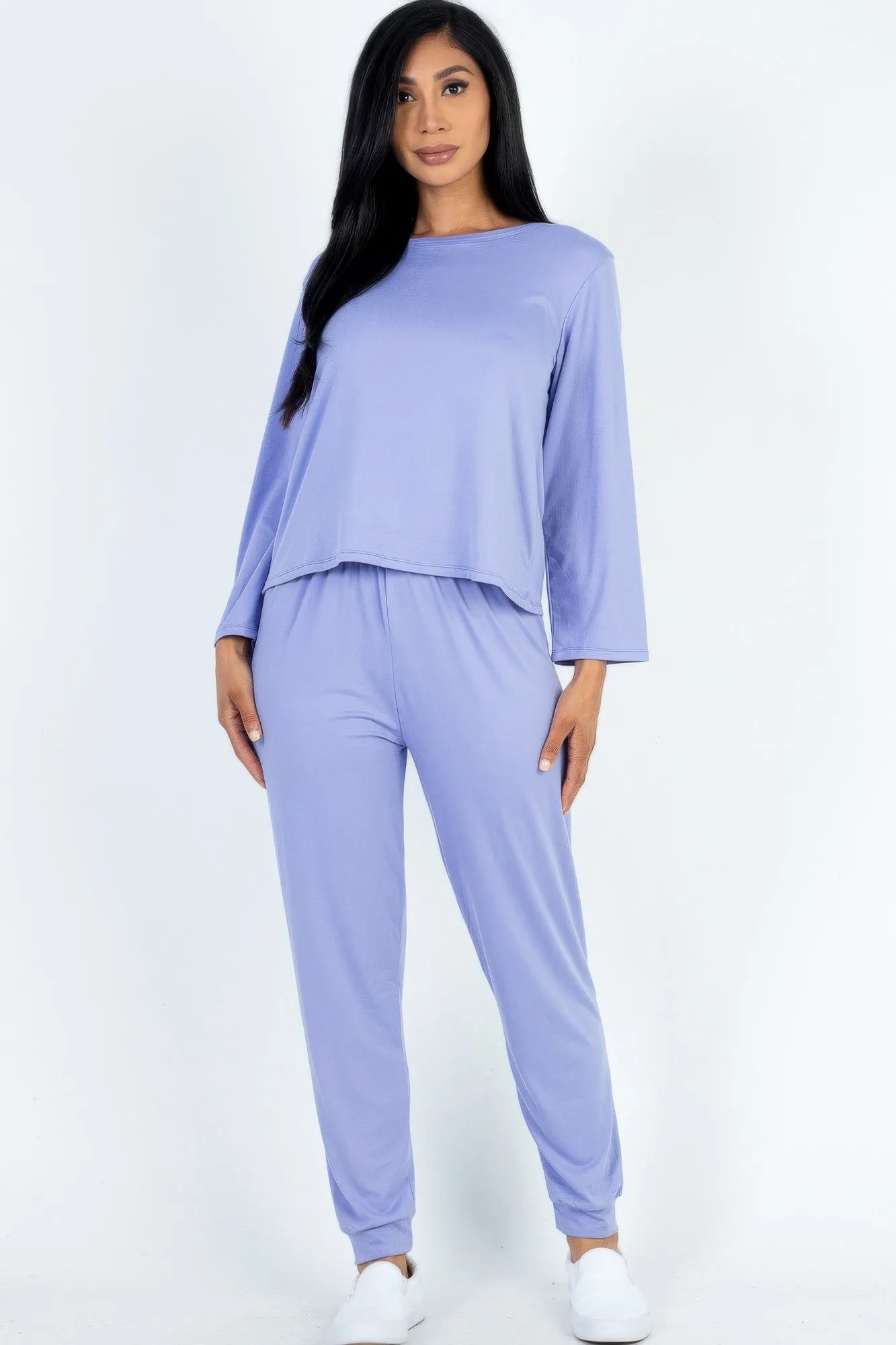 Solid Sweatshirt And Joggers Set
