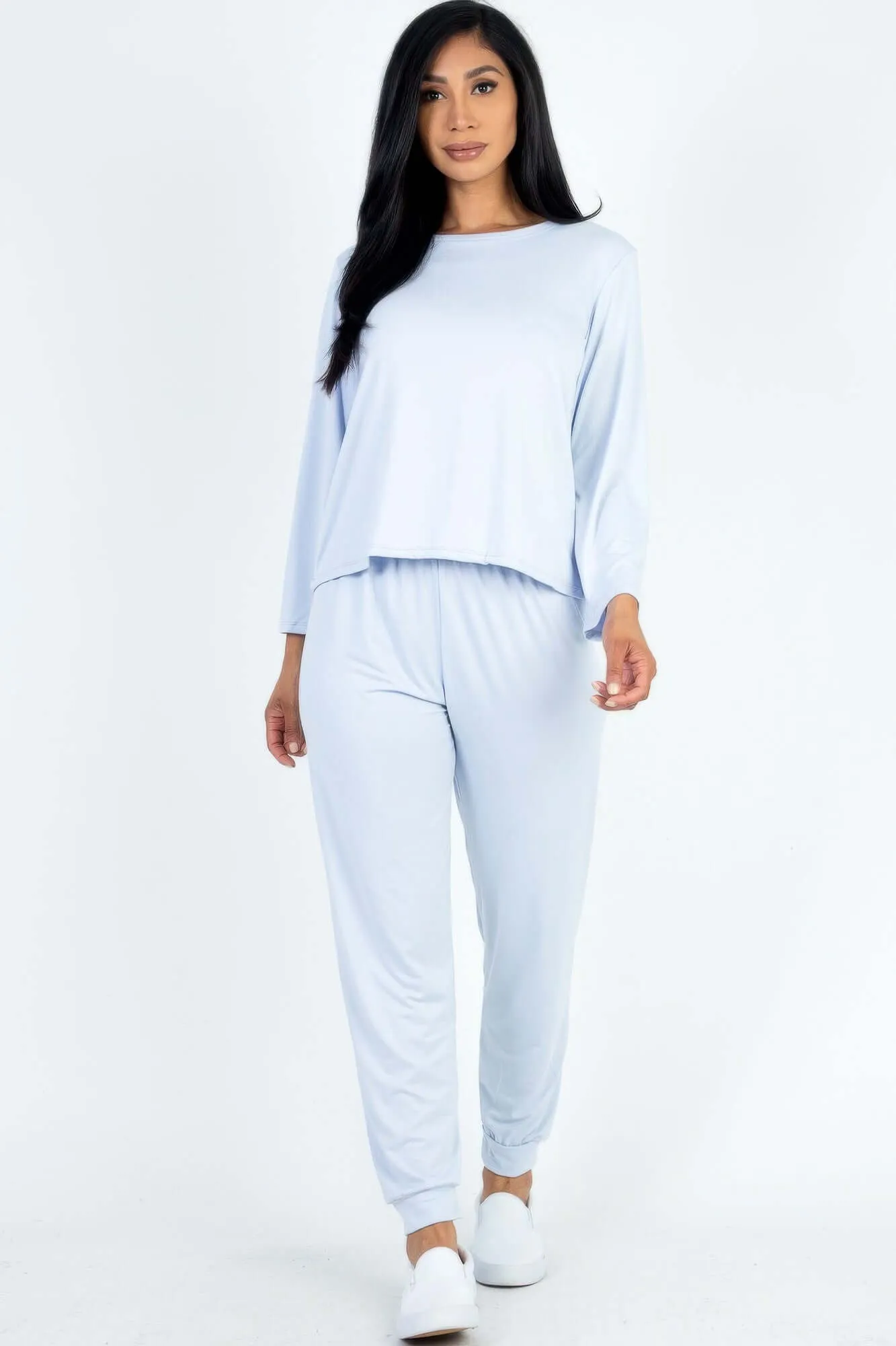 Solid Sweatshirt And Joggers Set