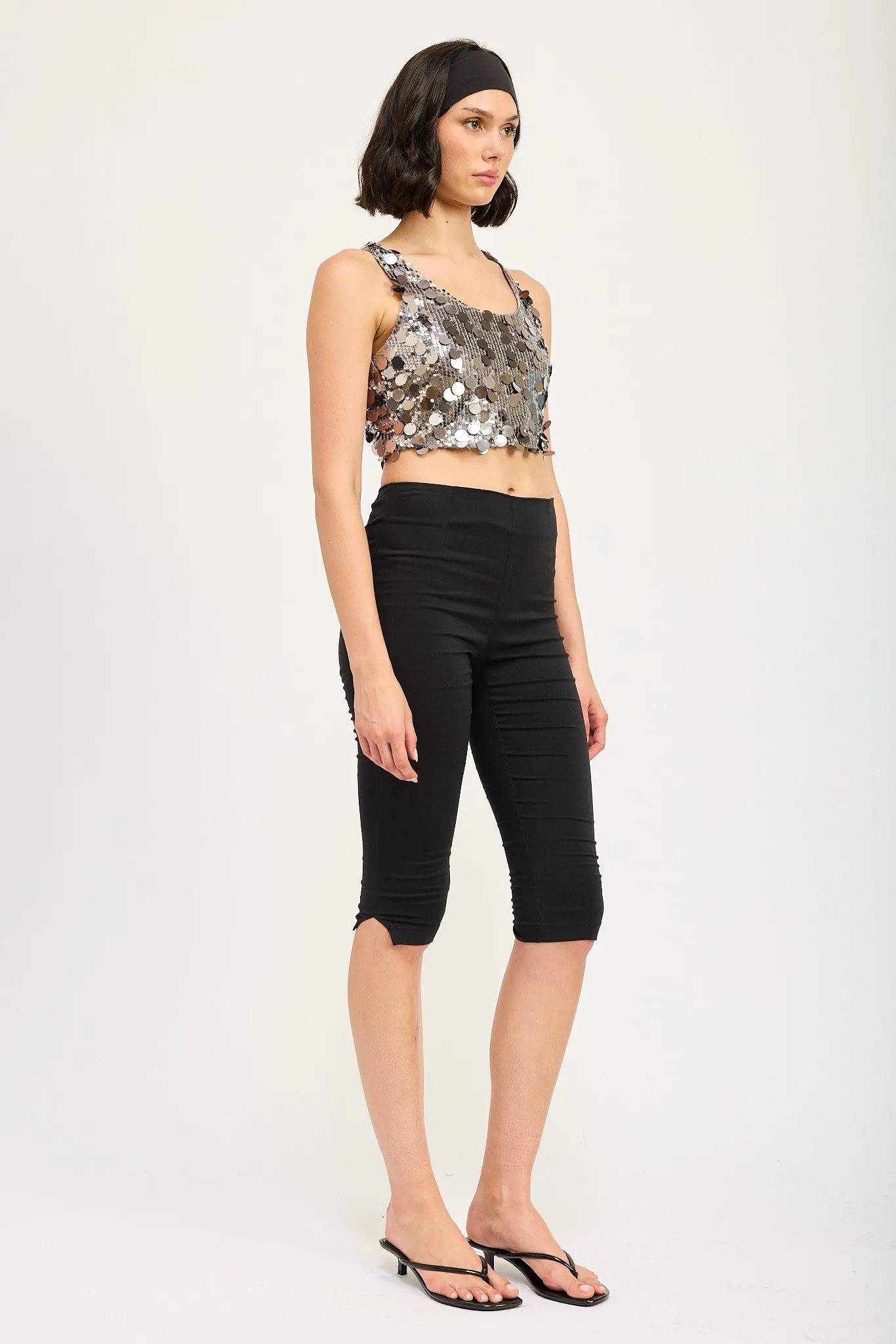 Sparkly Cropped Sequin Tank Top
