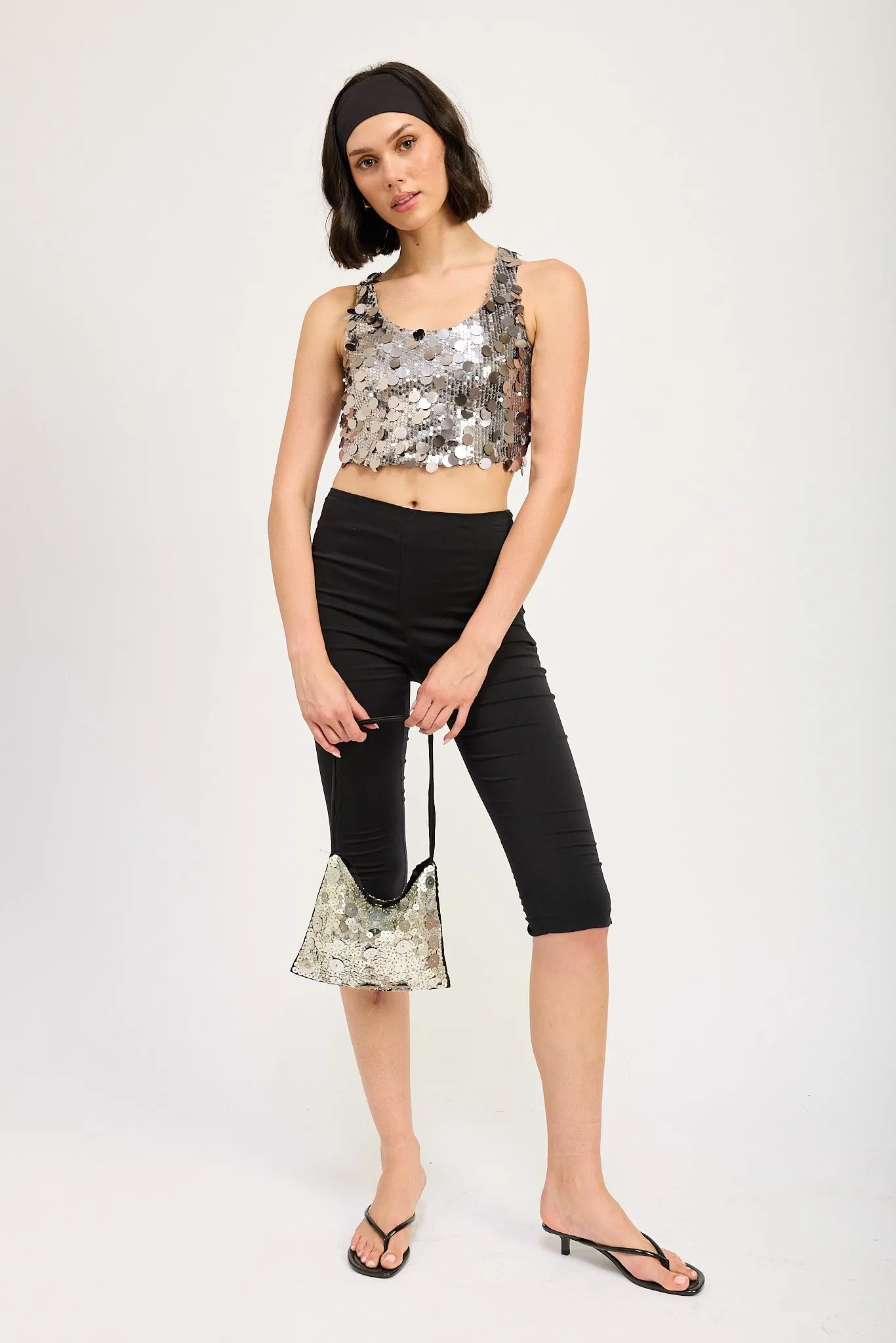 Sparkly Cropped Sequin Tank Top