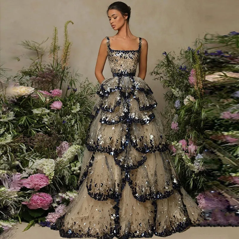 Sparkly Sequin Women's Ruffles Party Dress