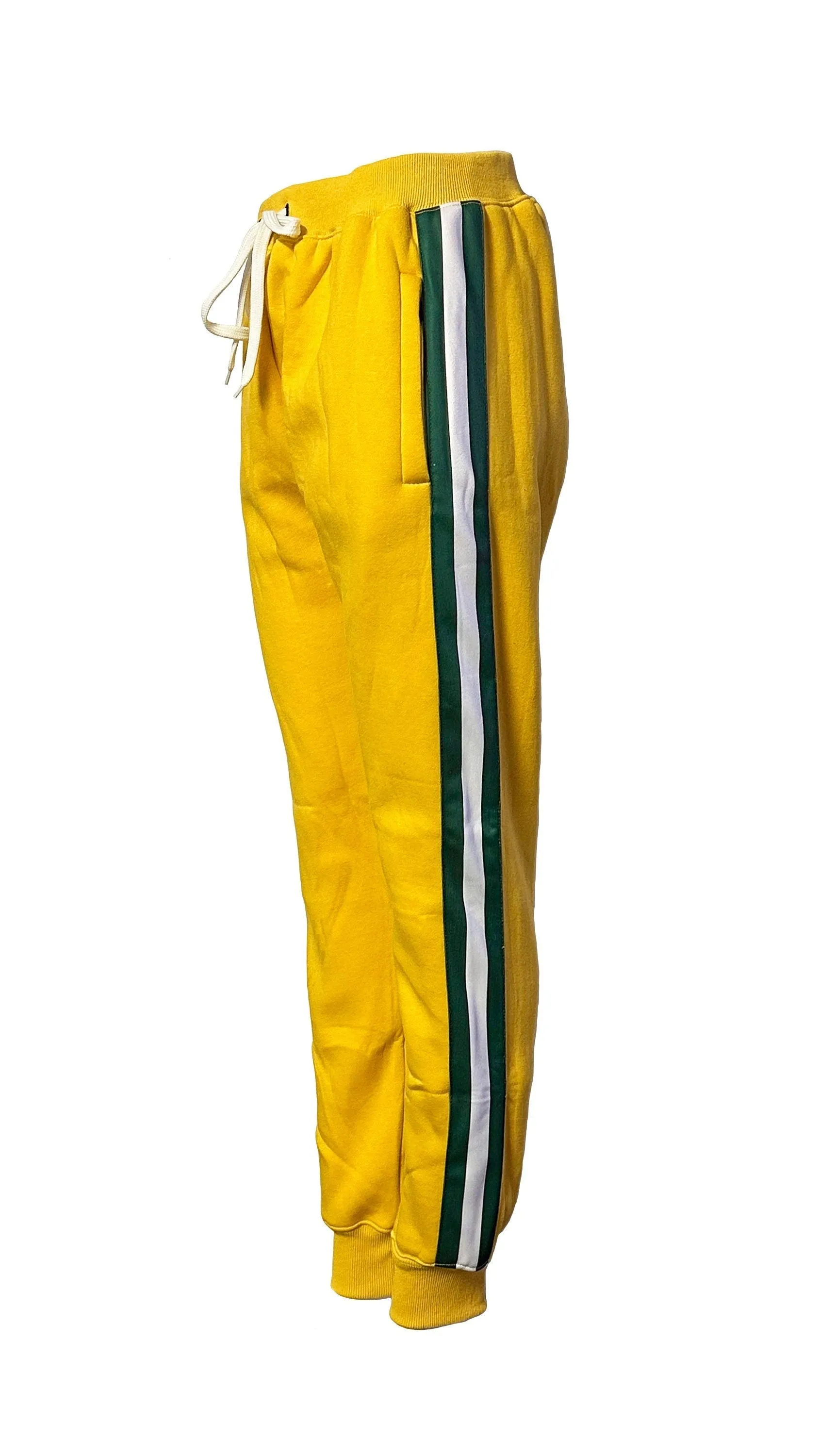 Triple Threat Men's Fleece Jogger Pant (Gold with Green and White Stripes)
