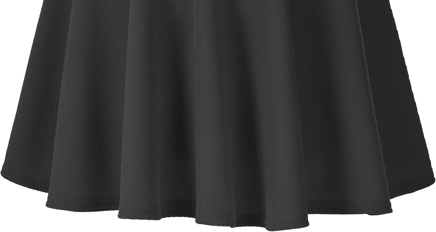 Urban CoCo Women's Basic Midi Skirt Versatile Stretchy Flared Casual High Waisted Skirt