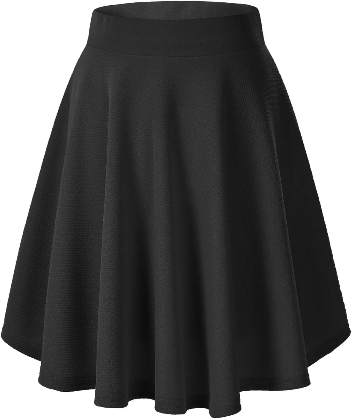 Urban CoCo Women's Basic Midi Skirt Versatile Stretchy Flared Casual High Waisted Skirt