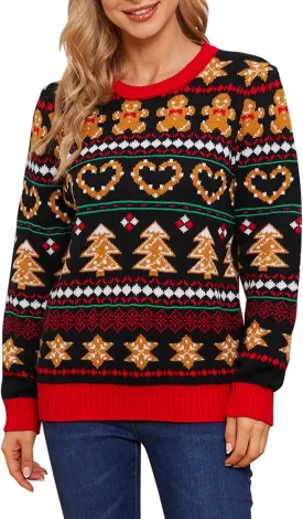 VENTELAN Women's Christmas Sweater Funny Christmas Tree Ugly Pullover Snowflake Long Sleeve Sweater Shirt
