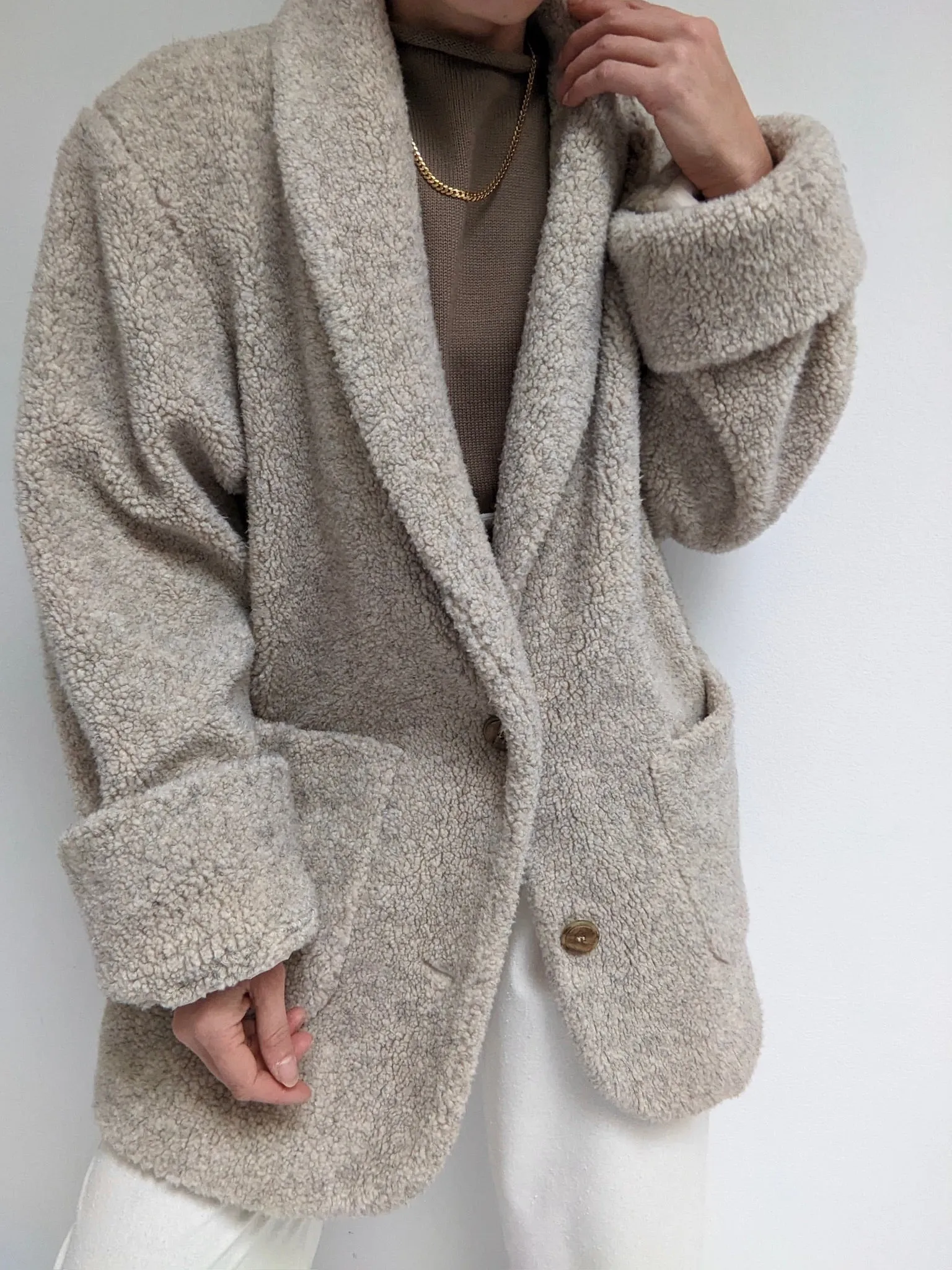 Vintage Oatmeal Teddy Coat