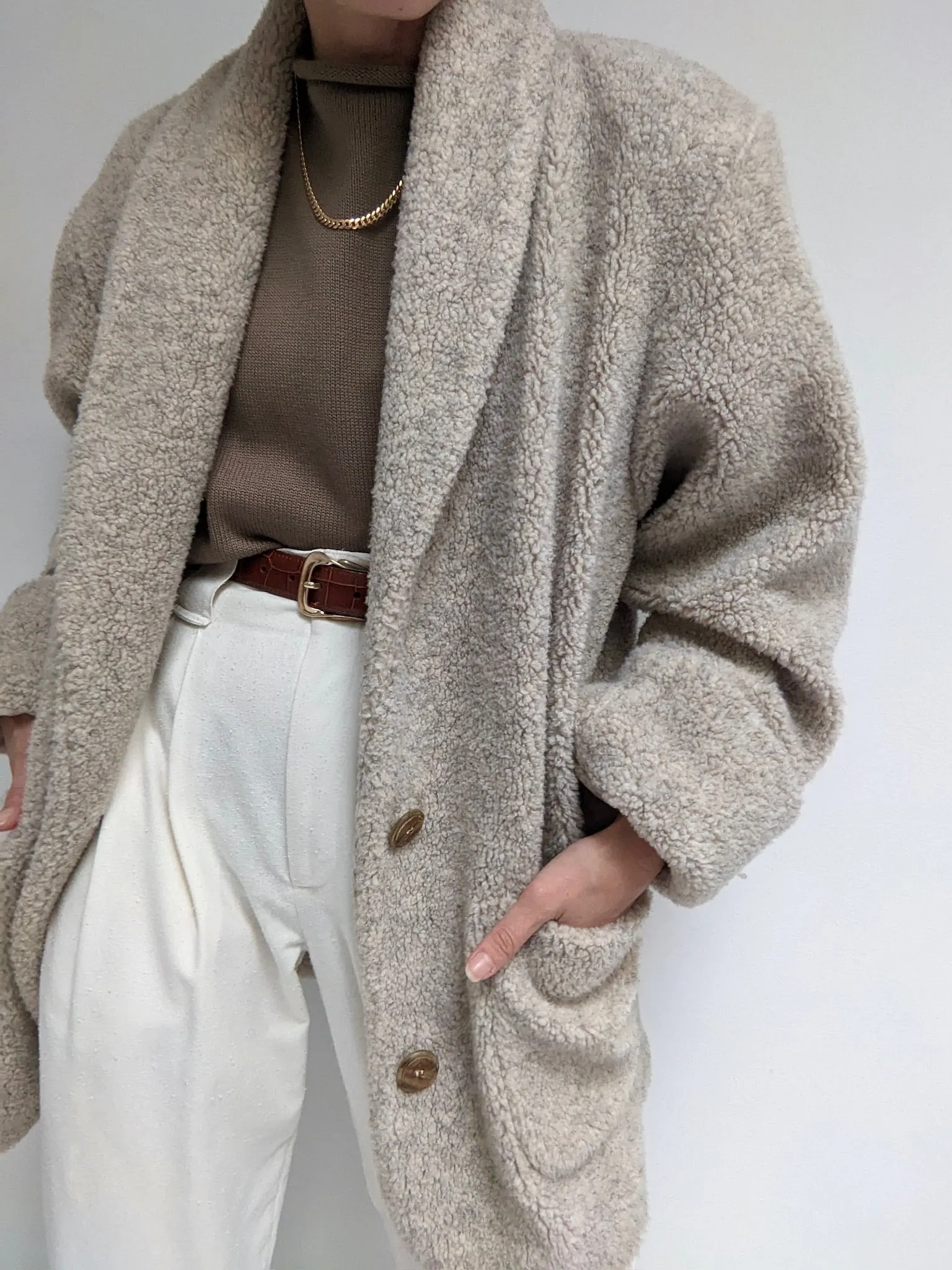 Vintage Oatmeal Teddy Coat