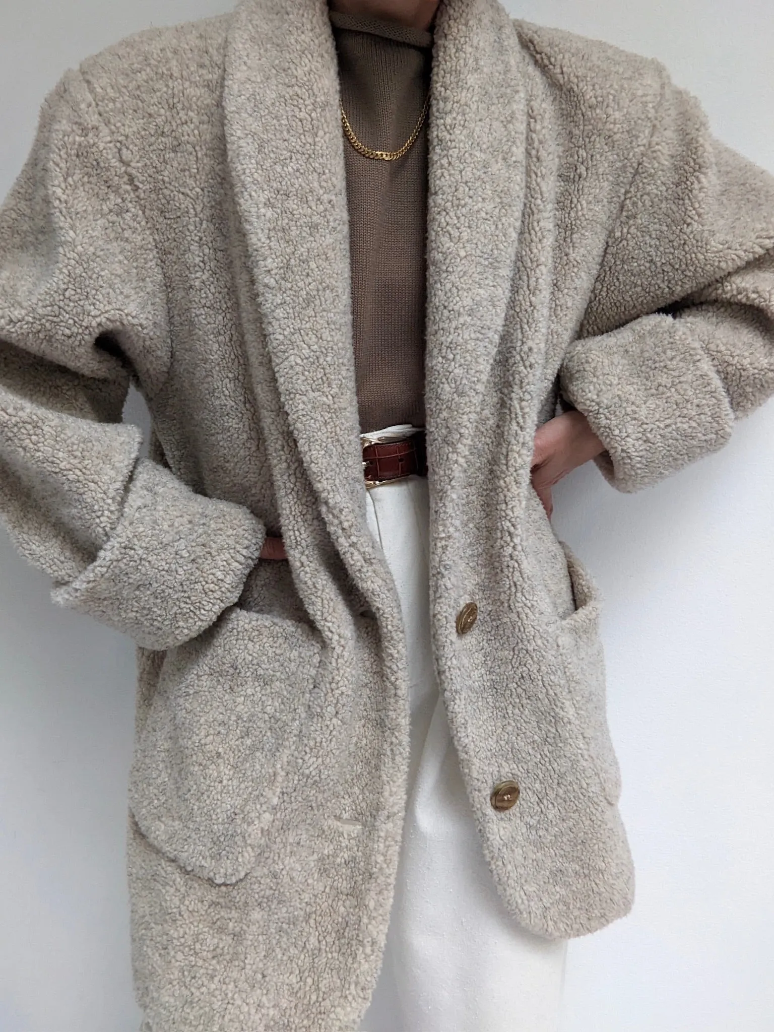 Vintage Oatmeal Teddy Coat