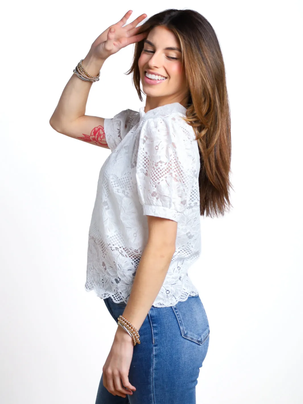 Warm Bliss Puff Sleeve Lace Blouse