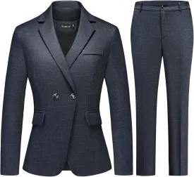 Women's Plaid Suit 2 Piece Set Work Dresses Blazer Pants Suiting for Women Office Outfits