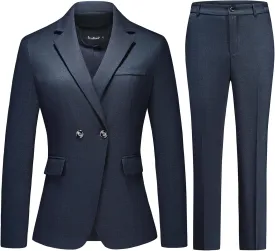 Women's Plaid Suit 2 Piece Set Work Dresses Blazer Pants Suiting for Women Office Outfits